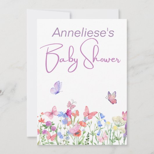 Wild Flower Baby shower Kaart (Voorkant)