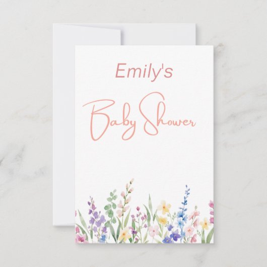 Wild Flower Baby shower Kaart (Voorkant)