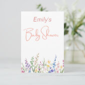 Wild Flower Baby shower Kaart (Staand voorkant)