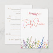 Wild Flower Baby shower Kaart (Voorkant / Achterkant)