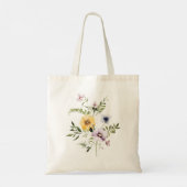 Wild Flower Bloom Personaliseert Bridesmaid Canvas Tote Bag (Achterkant)