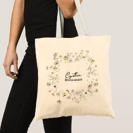 Wild Flower Bloom Personaliseert Bridesmaid Canvas Tote Bag