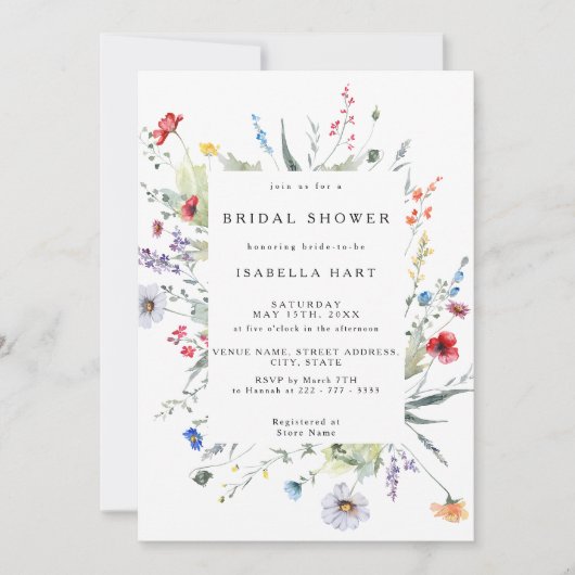 Wild Flower Boho Meadow Vrijgezellenfeest Kaart (Voorkant)