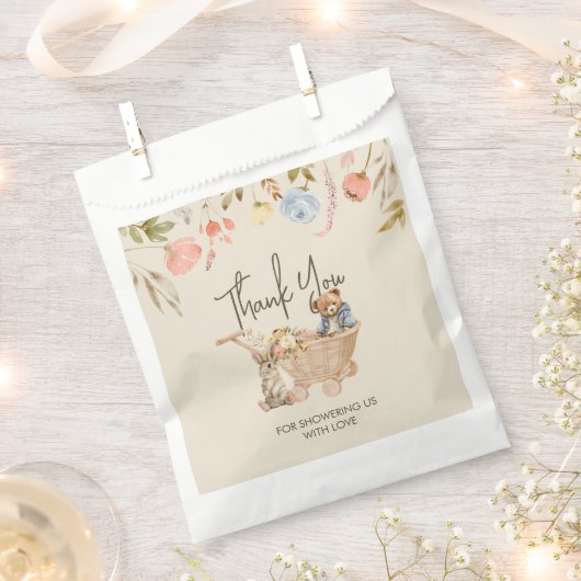 Wild Flower Boho Teddy Bear Baby shower Dank u Bedankzakje (Geknipt)