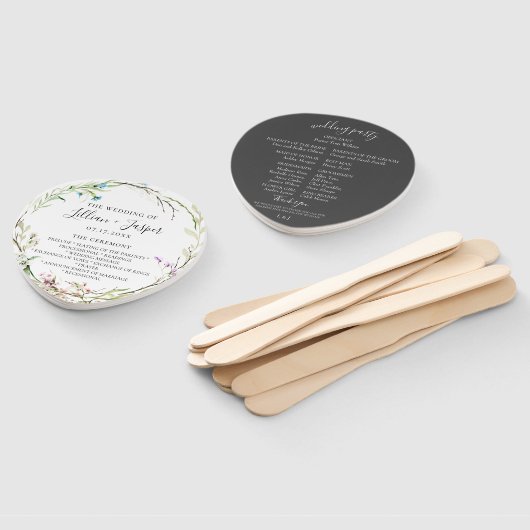 Wild Flower Botanical Bruiloft Programma Hand Fans Handwaaier (Niet-gemonteerd)