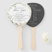 Wild Flower Botanical Bruiloft Programma Hand Fans Handwaaier (Voorkant en achterkant)