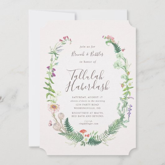 Wild Flower Brunch en Bubble Invitation Kaart (Voorkant)