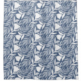 Wild Flower Cascade Wit & Blauw Douchegordijn (Voorkant)