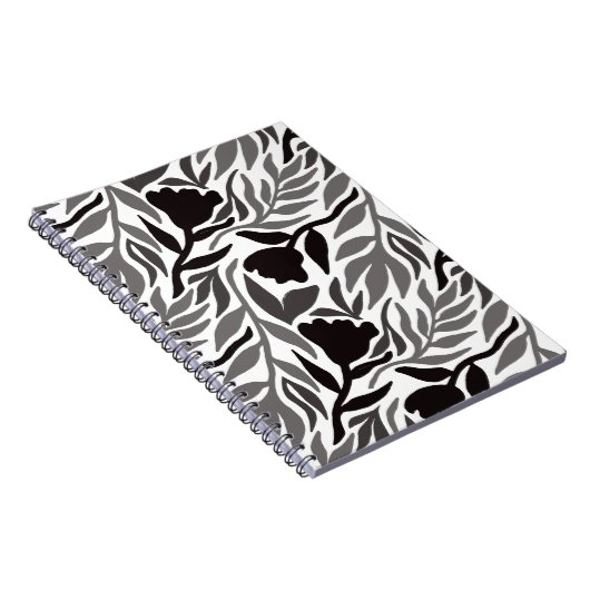 Wild Flower Cascade zwart en wit Notitieboek (Rechterzijde)