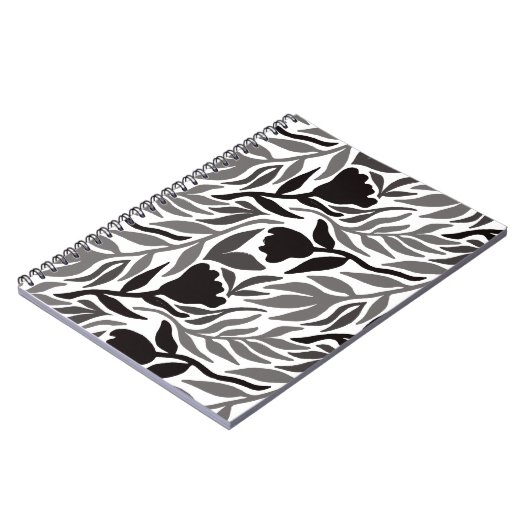 Wild Flower Cascade zwart en wit Notitieboek (Linkerzijde)