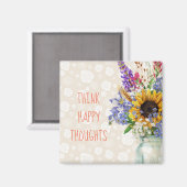 Wild Flower Design denkt dat Happy Thoughts Magnet (Voorkant / Achterkant)