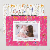 Wild flower elegant Eerste Moederdag Foto Bedankkaart (Voorkant / Achterkant)