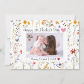 Wild flower elegant Eerste Moederdag Foto Bedankkaart (Voorkant)
