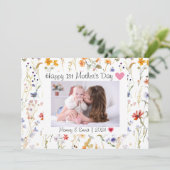 Wild flower elegant Eerste Moederdag Foto Bedankkaart (Staand voorkant)
