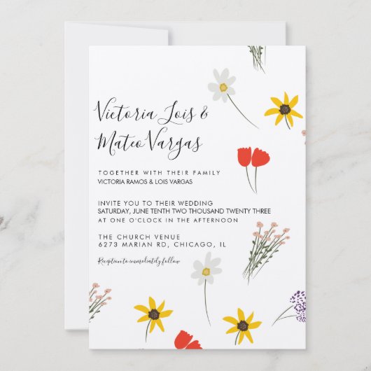Wild Flower Floral Greenery Wedding Beige Kaart (Voorkant)