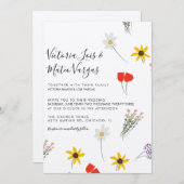 Wild Flower Floral Greenery Wedding Beige Kaart (Voorkant / Achterkant)