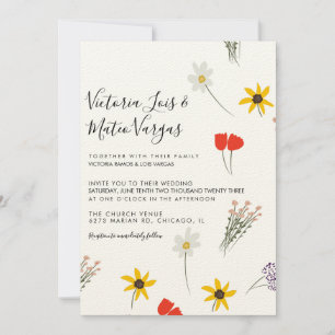 Wild Flower Floral Greenery Wedding Beige Kaart