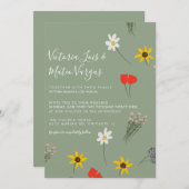 Wild Flower Floral Greenery Wedding Sage Green Kaart (Voorkant / Achterkant)