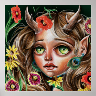 Wild Flower Forest Nymph Pop Surrealisme Poster
