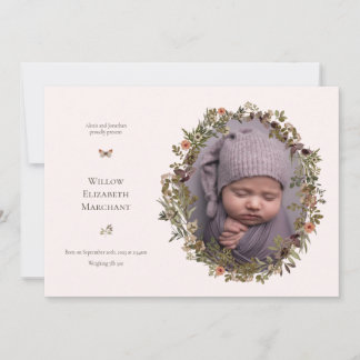 Wild Flower Frame New Baby Birth Announcement Aankondiging