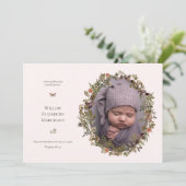 Wild Flower Frame New Baby Birth Announcement Aankondiging (Staand voorkant)