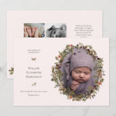 Wild Flower Frame New Baby Birth Announcement Aankondiging (Voorkant / Achterkant)