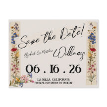 Wild Flower Garden Vintage Wedding Bewaar de datum