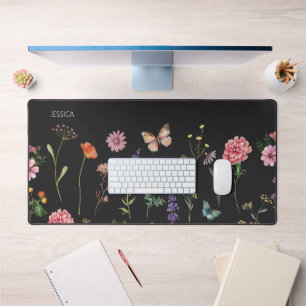 Wild Flower geperste bloemnaam Desk Mat