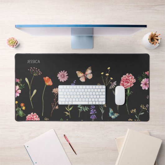 Wild Flower geperste bloemnaam Desk Mat (Kantoor 1)
