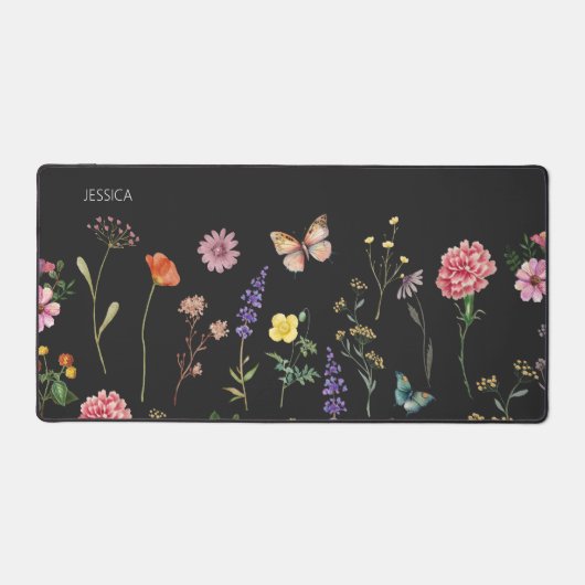 Wild Flower geperste bloemnaam Desk Mat (Voorkant)