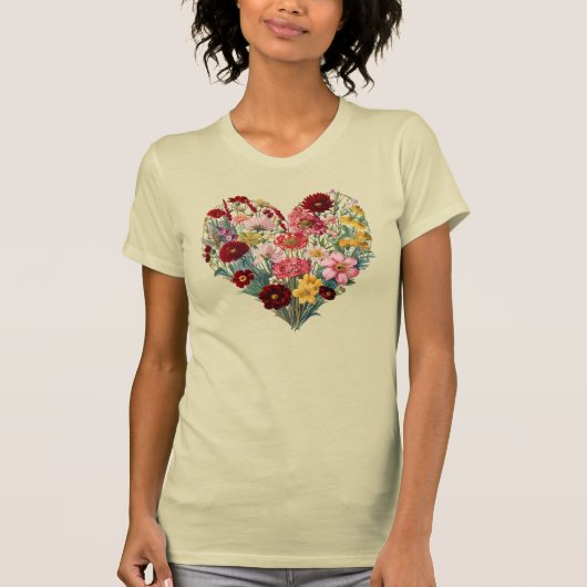 Wild Flower Heart T-shirt, Natuur Lover T-shirt (Voorkant)