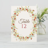 Wild Flower Marigold Foliage Wedding Table Number Kaart (Staand voorkant)