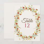 Wild Flower Marigold Foliage Wedding Table Number Kaart (Voorkant / Achterkant)