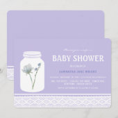 Wild Flower Mason Jar en Lace Baby shower Kaart (Voorkant / Achterkant)