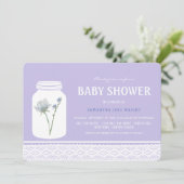 Wild Flower Mason Jar en Lace Baby shower Kaart (Staand voorkant)