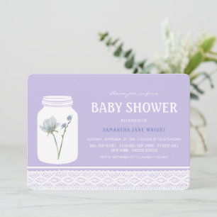 Wild Flower Mason Jar en Lace Baby shower Kaart