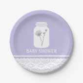 Wild Flower Mason Jar en Lace Baby shower Papieren Bordje (Voorkant)