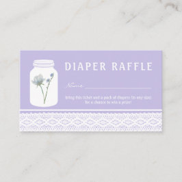 Wild Flower Mason Jar & Lace Diaper Raffle Ticket Informatiekaartje