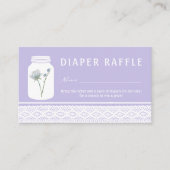 Wild Flower Mason Jar & Lace Diaper Raffle Ticket Informatiekaartje (Voorkant)