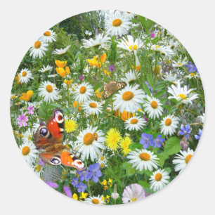 Wild Flower Meadow Ronde Sticker