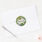 Wild Flower Meadow Thinking of You Greeting Square Ronde Sticker (Envelop)