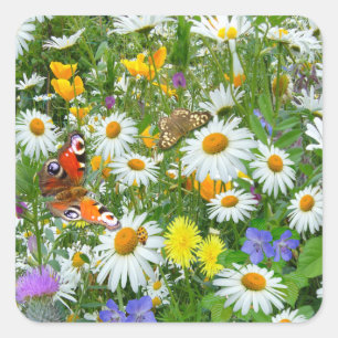 Wild Flower Meadow Vierkante Sticker
