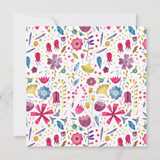 Wild Flower Modern Waterverf Bruiloft Kaart (Achterkant)