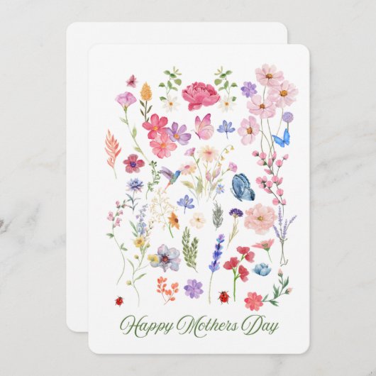 Wild Flower Moederdag Kaart (Voorkant / Achterkant)