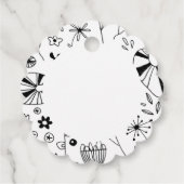 Wild Flower Monochrome Bedankjes Labels (Achterkant)