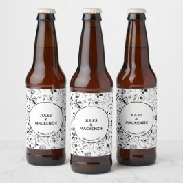 Wild Flower Monochrome Modern Bier Etiket