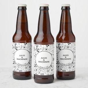 Wild Flower Monochrome Modern Bier Etiket