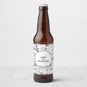 Wild Flower Monochrome Modern Bier Etiket (Voorkant)