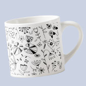 Wild Flower Monochrome Modern Espresso Kop