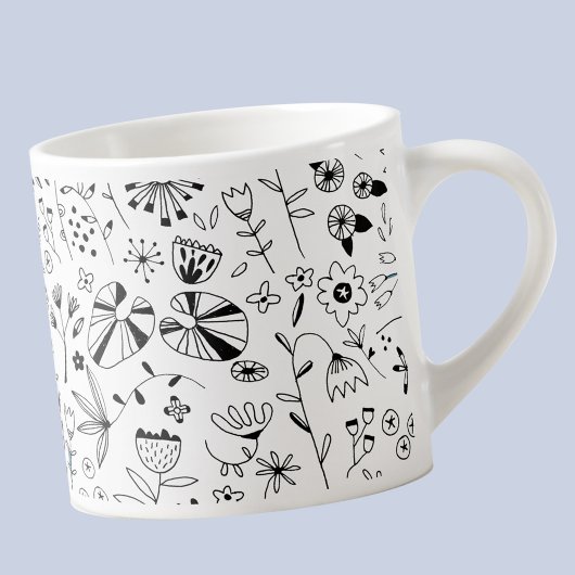Wild Flower Monochrome Modern Espresso Kop